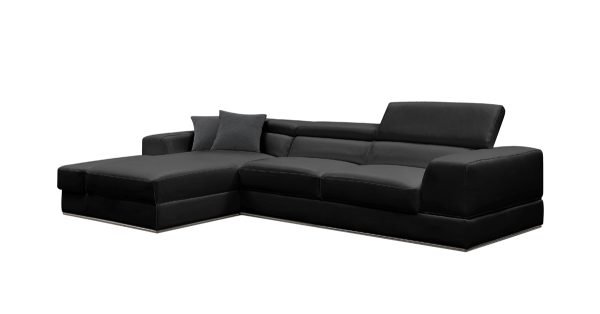 Divani Casa Pella Mini - Modern Black Leather Left Facing Sectional Sofa - Image 2