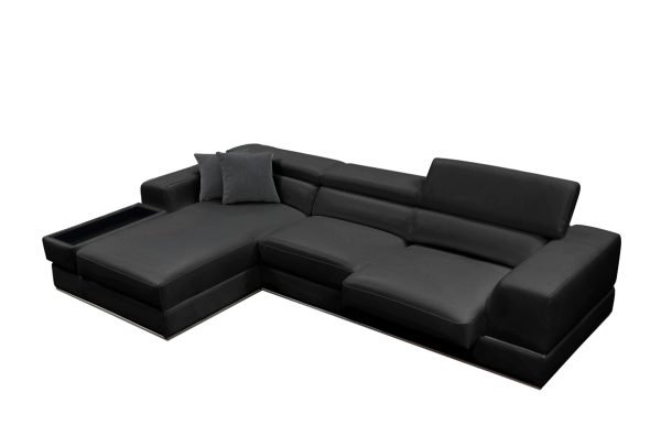 Divani Casa Pella Mini - Modern Black Leather Left Facing Sectional Sofa - Image 3