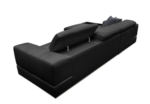 Divani Casa Pella Mini - Modern Black Leather Left Facing Sectional Sofa - Image 5