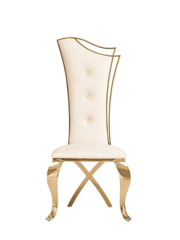 Modrest Bonnie - Modern Beige Velvet & Champagne Gold Dining Chair (Set of 2) - Image 2