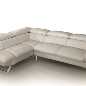 Divani Casa Seth - Modern Light Grey Leather Left Facing Sectional Sofa