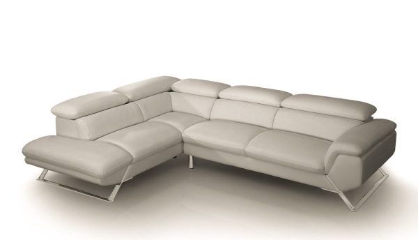 Divani Casa Seth - Modern Light Grey Leather Left Facing Sectional Sofa