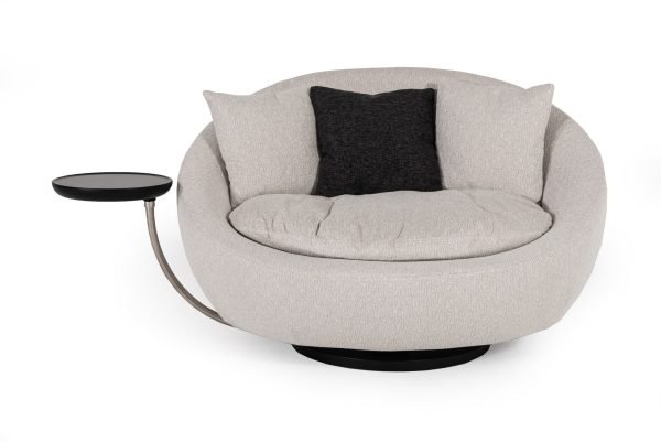 Divani Casa Alba Modern Grey Fabric Chair w/ Tray - Image 4