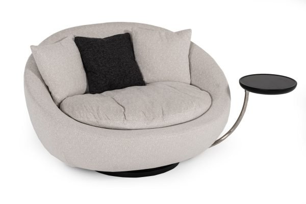 Divani Casa Alba Modern Grey Fabric Chair w/ Tray - Image 3