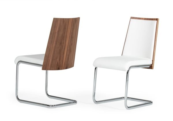 Morgan - Modern White & Walnut Dining Chair (Set of 2)