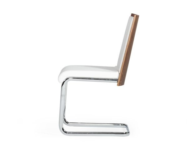 Morgan - Modern White & Walnut Dining Chair (Set of 2) - Image 4