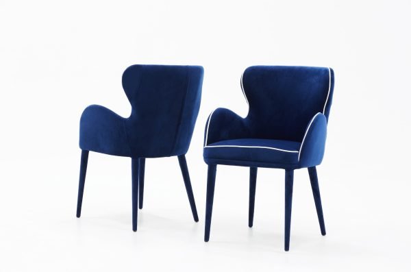 Modrest Tigard Mid-Century Blue Fabric Dining Chair - Image 2