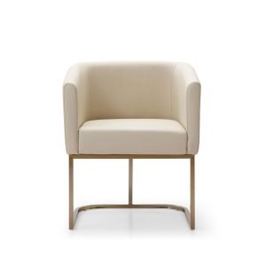 Modrest Yukon - Modern Beige Bonded and Antique Brass Dining Chair