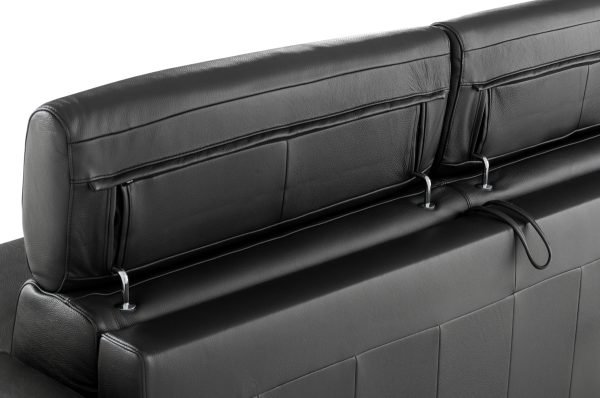 Estro Salotti Sacha - Modern Black Leather Reversible Sectional Sofa Bed with Storage - Image 2