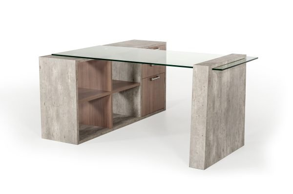 Nova Domus Boston Modern Glass & Faux Concrete Desk - Image 5