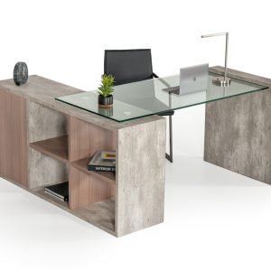 Nova Domus Boston Modern Glass & Faux Concrete Desk