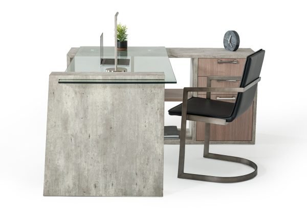 Nova Domus Boston Modern Glass & Faux Concrete Desk - Image 2