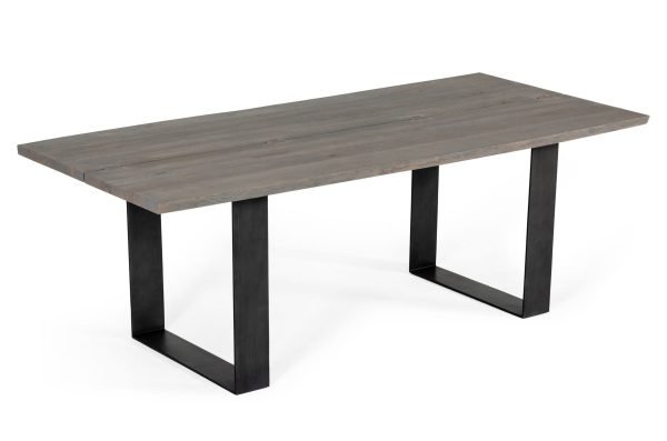 Modrest Murphy - Modern Grey Aged Oak & Black Metal Dining Table