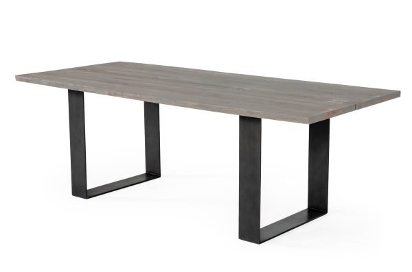 Modrest Murphy - Modern Grey Aged Oak & Black Metal Dining Table - Image 2