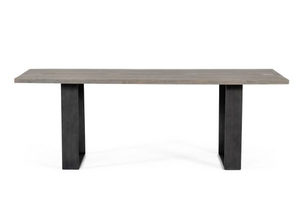 Modrest Murphy - Modern Grey Aged Oak & Black Metal Dining Table - Image 3