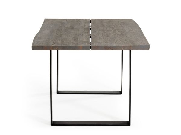 Modrest Murphy - Modern Grey Aged Oak & Black Metal Dining Table - Image 4