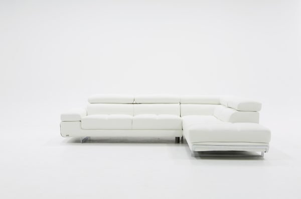 Divani Casa Myst Mini - Modern White Eco-Leather Right Facing Sectional Sofa - Image 3