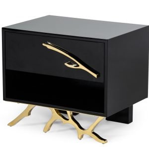 Modrest Legend Modern Black & Gold Nightstand
