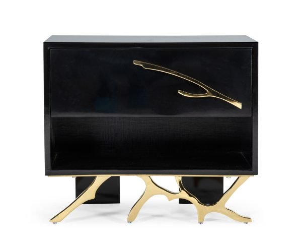 Modrest Legend Modern Black & Gold Nightstand - Image 2