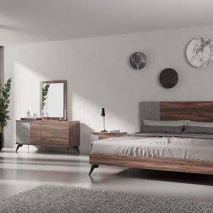 Nova Domus Palermo - Italian Modern Faux Concrete & Noce Bodrum Bedroom Set
