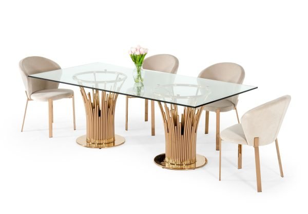 Modrest Paxton Modern Glass & Rosegold Dining Table - Image 5