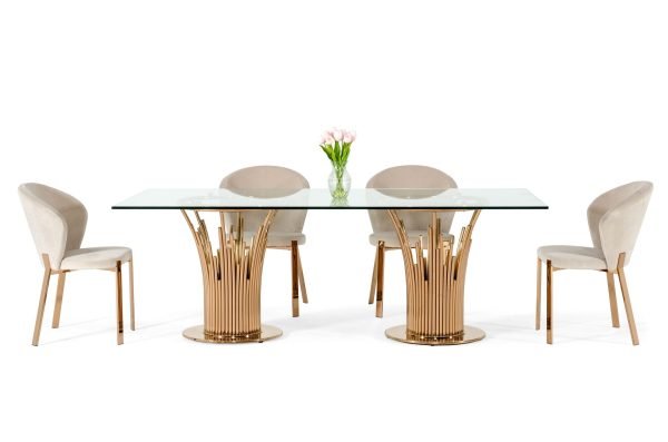 Modrest Paxton Modern Glass & Rosegold Dining Table - Image 4