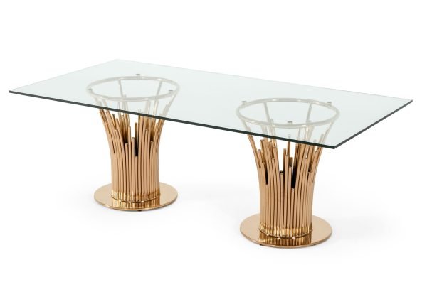 Modrest Paxton Modern Glass & Rosegold Dining Table - Image 2