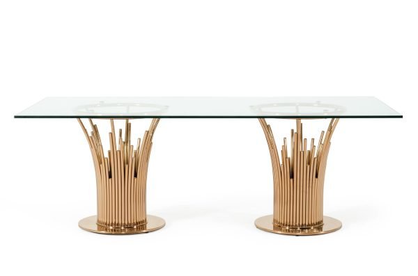 Modrest Paxton Modern Glass & Rosegold Dining Table - Image 3