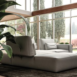 Accenti Italia Enjoy - Italian Modern Light Grey Leather Left Facing Sectional Sofa