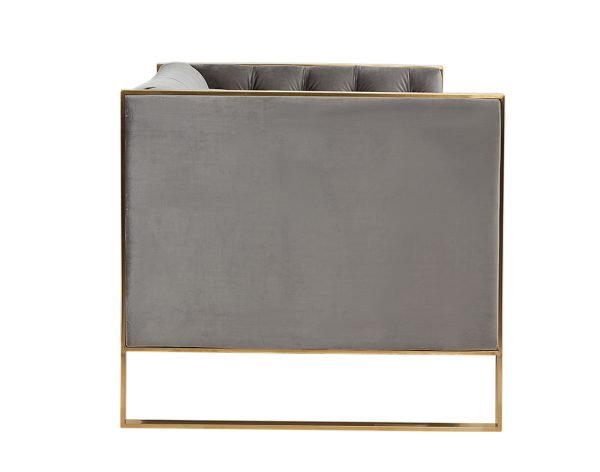 Divani Casa Carlos Modern Grey Velvet & Gold Sofa - Image 5