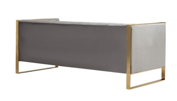 Divani Casa Carlos Modern Grey Velvet & Gold Sofa - Image 2