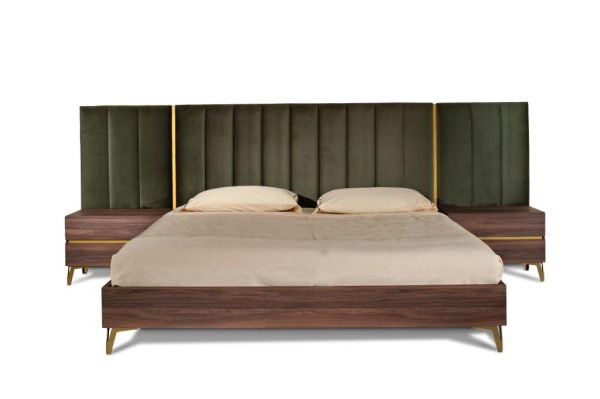 Nova Domus Calabria Modern Walnut & Green Velvet Bedroom Set - Image 4