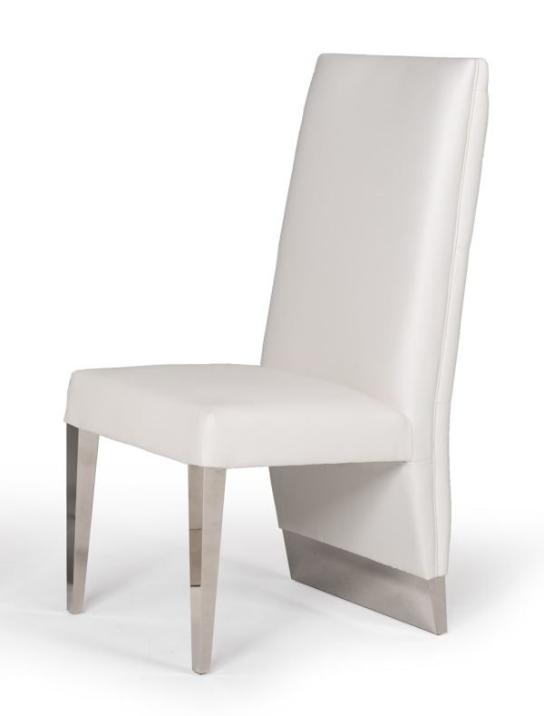 Modrest Kilson Modern White Leatherette & Stainless Steel Dining Chair (Set of 2) - Image 5