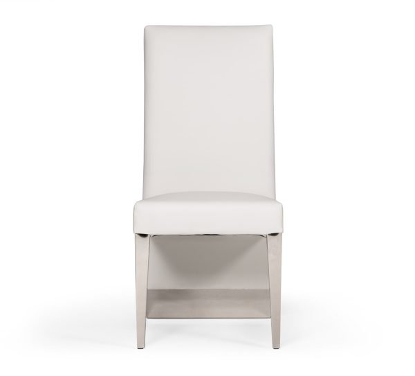 Modrest Kilson Modern White Leatherette & Stainless Steel Dining Chair (Set of 2) - Image 2
