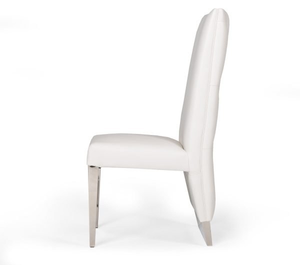 Modrest Kilson Modern White Leatherette & Stainless Steel Dining Chair (Set of 2) - Image 3