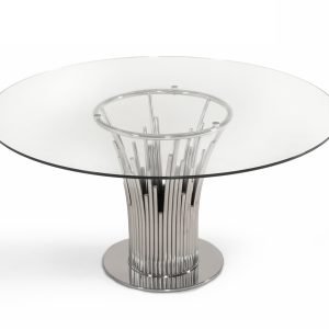 Modrest Paxton - Modern Round Glass & Stainless Steel Dining Table