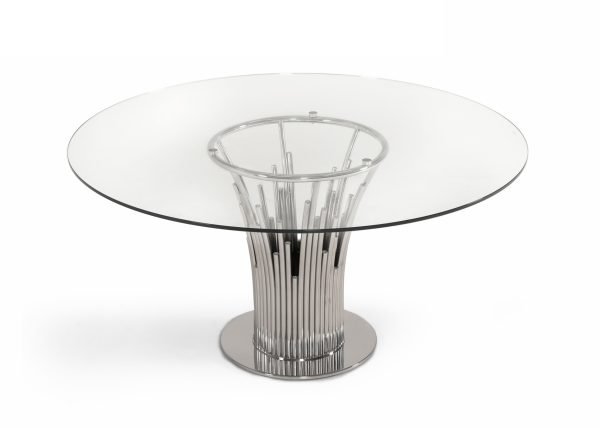 Modrest Paxton - Modern Round Glass & Stainless Steel Dining Table