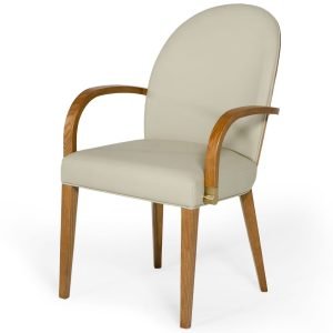Modrest Rexford Modern Taupe & Walnut Dining Armchair