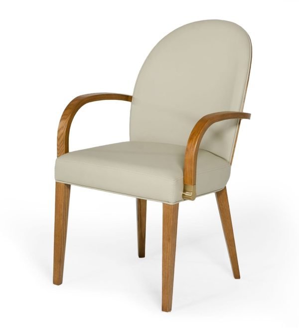 Modrest Rexford Modern Taupe & Walnut Dining Armchair