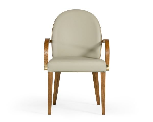 Modrest Rexford Modern Taupe & Walnut Dining Armchair - Image 2