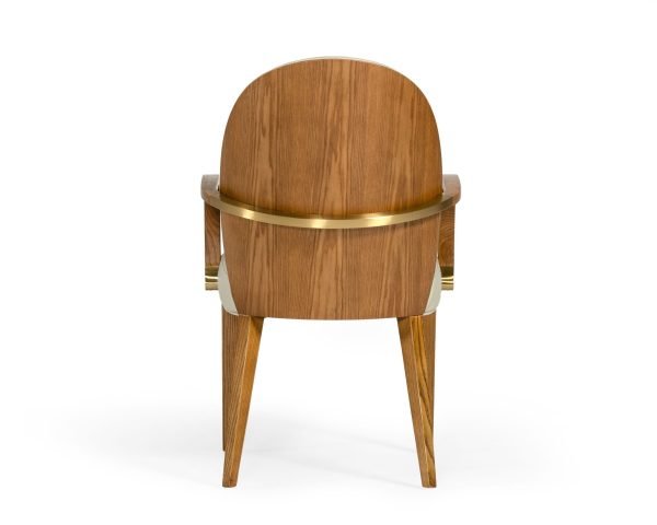 Modrest Rexford Modern Taupe & Walnut Dining Armchair - Image 4