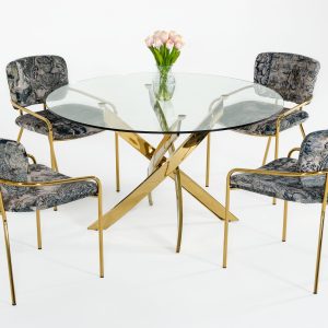 Modrest Pyrite - Modern Round Glass Dining Table