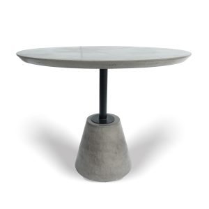 Modrest Nathrop - Modern Grey Concrete & Black Metal Round Dining Table