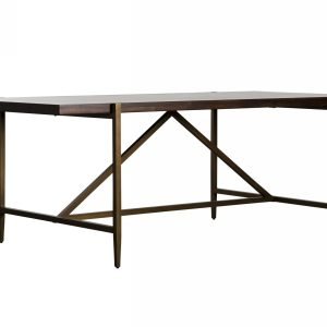 Modrest Shane - Modern Acacia & Brass Dining Table