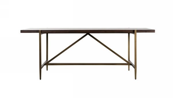 Modrest Shane - Modern Acacia & Brass Dining Table - Image 2