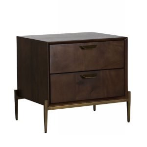 Modrest Shane - Modern Acacia & Brass Nightstand