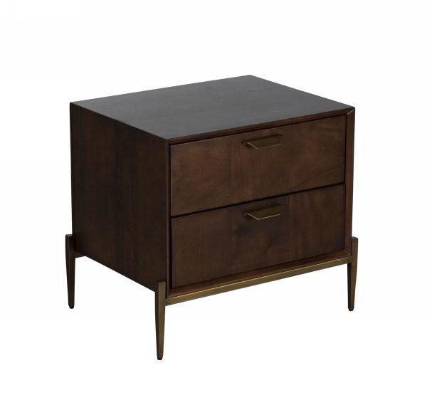 Modrest Shane - Modern Acacia & Brass Nightstand - Image 2