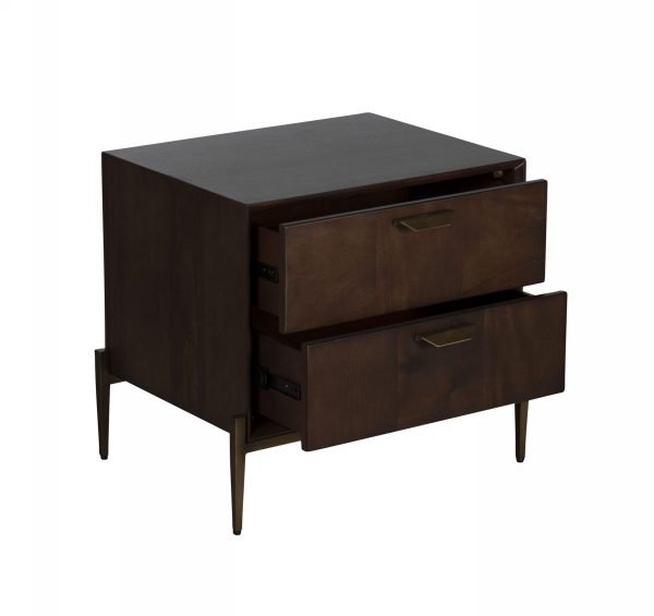 Modrest Shane - Modern Acacia & Brass Nightstand - Image 3