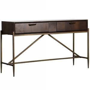 Modrest Shane - Modern Acacia & Brass Console Table