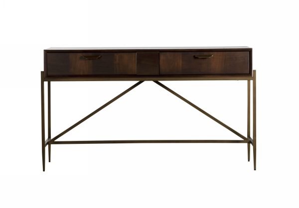 Modrest Shane - Modern Acacia & Brass Console Table - Image 2